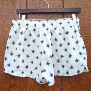 Madewell White Navy Tribal Cross Cotton  Elastic Wasitband  Short Size Medium